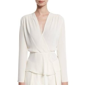 Elizabeth and James Layla Pleated Wrap Blouse - Ivory (Size Small)
